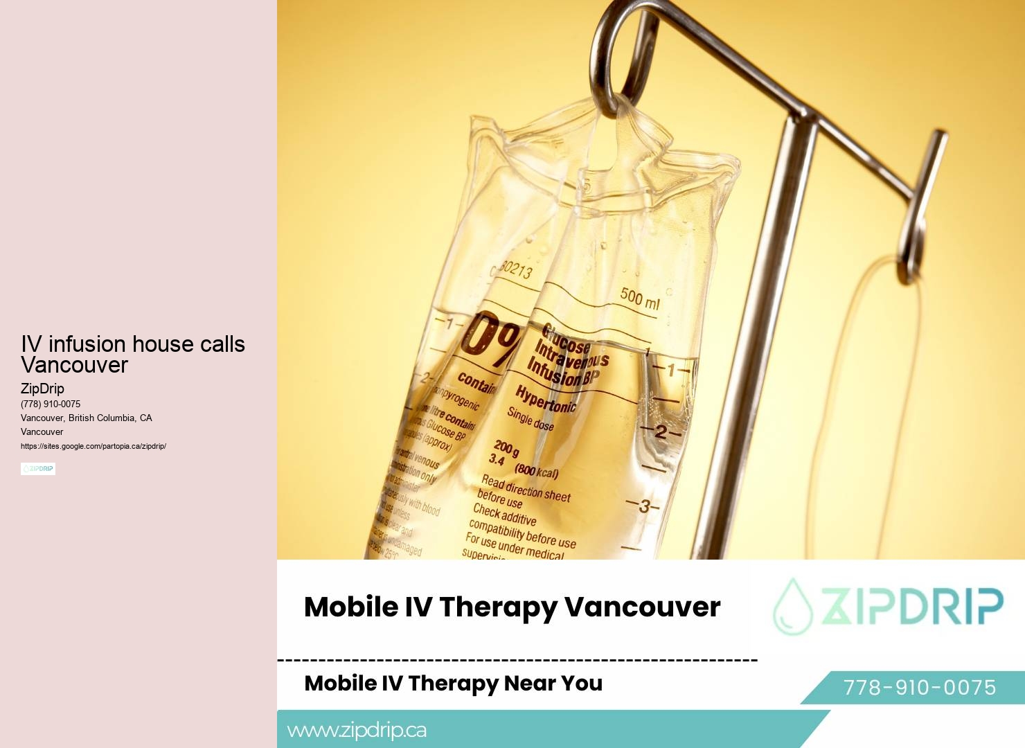 Mobile IV treatment glutathione therapy IV infusion house calls Vancouver