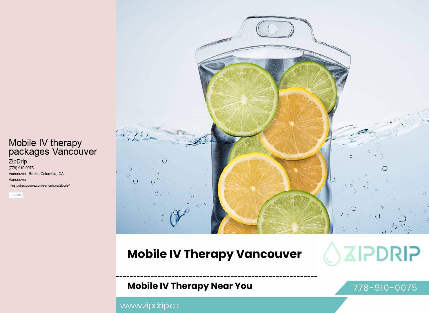 Mobile IV hydration drip services Mobile IV therapy packages Vancouver