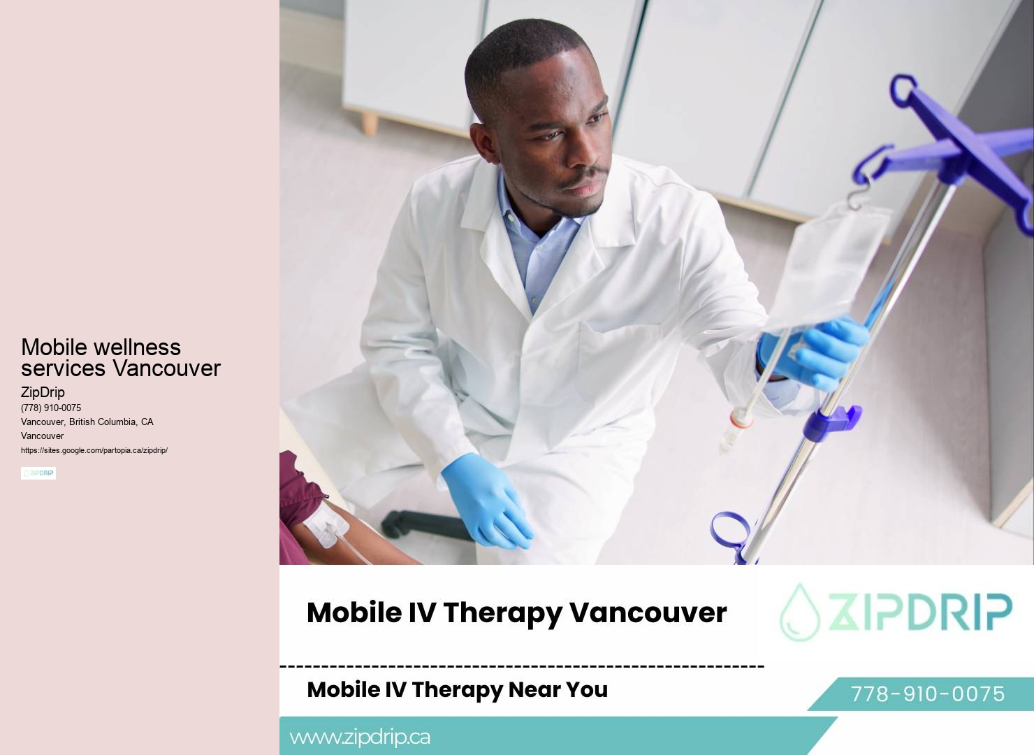 Mobile IV hydration therapy treatment Mobile wellness services Vancouver