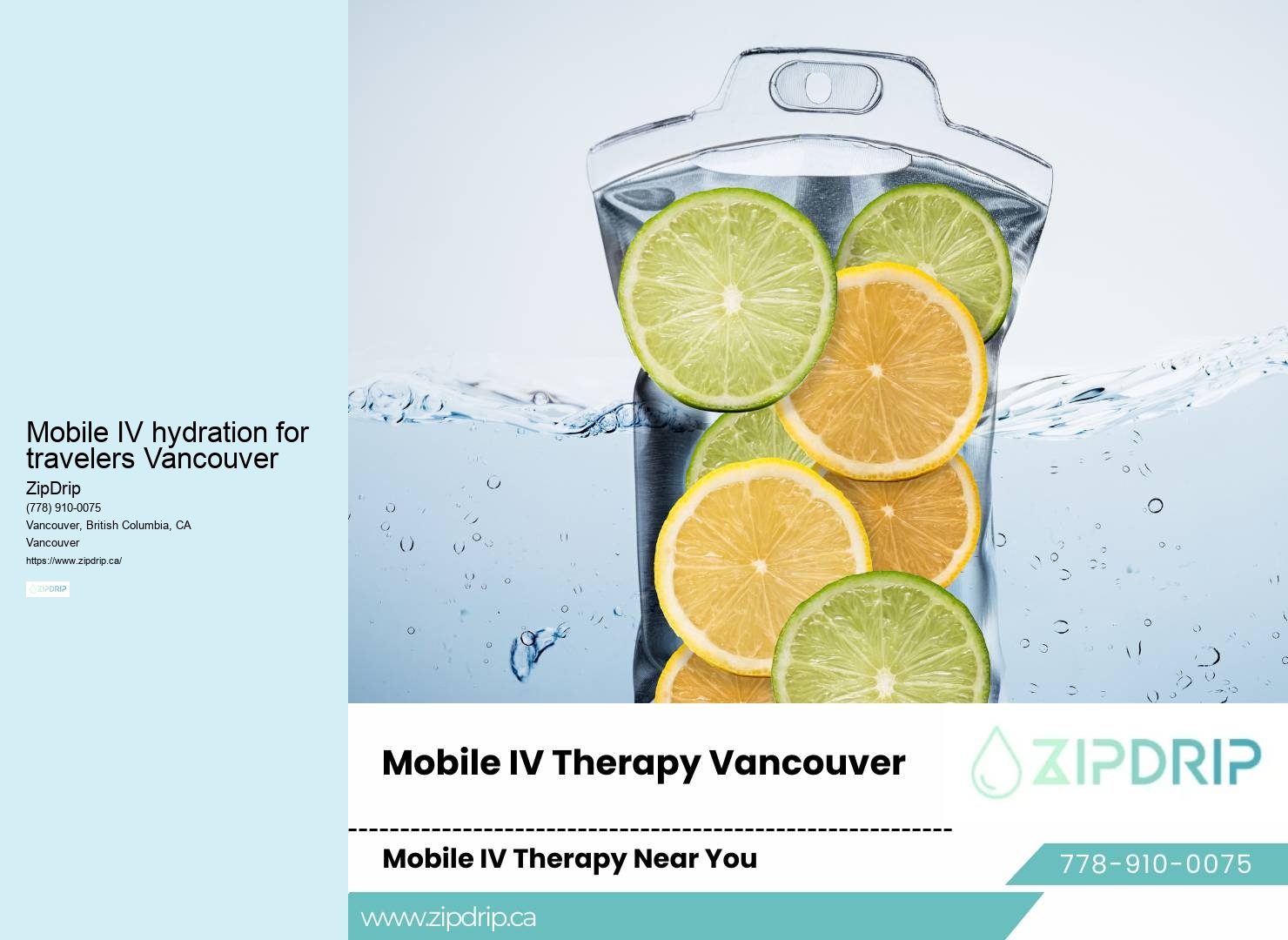 Mobile IV hydration for travelers Vancouver Mobile Vitamin C IV